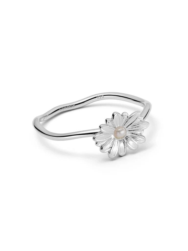 Daisy London Daisy Pearl Flower Ring Sterling Silver