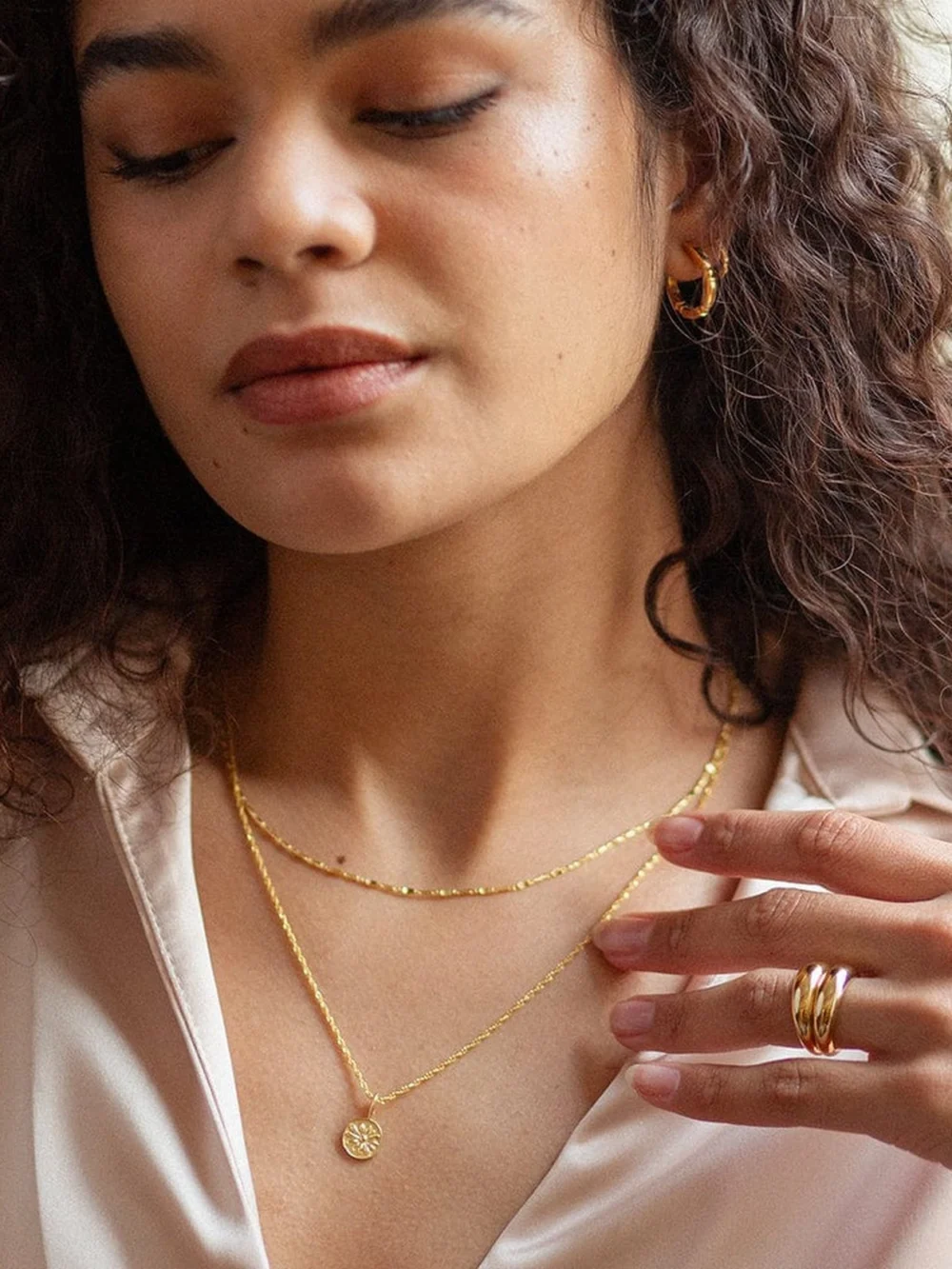 Daisy London Daisy Twist Necklace Layering Set 18ct Gold Plate, view 3