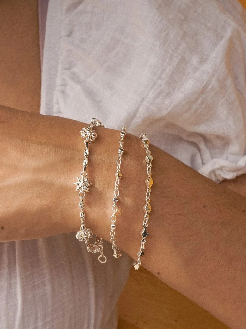 Daisy London Diamond Disc Chain Bracelet Silver Plate, view 2