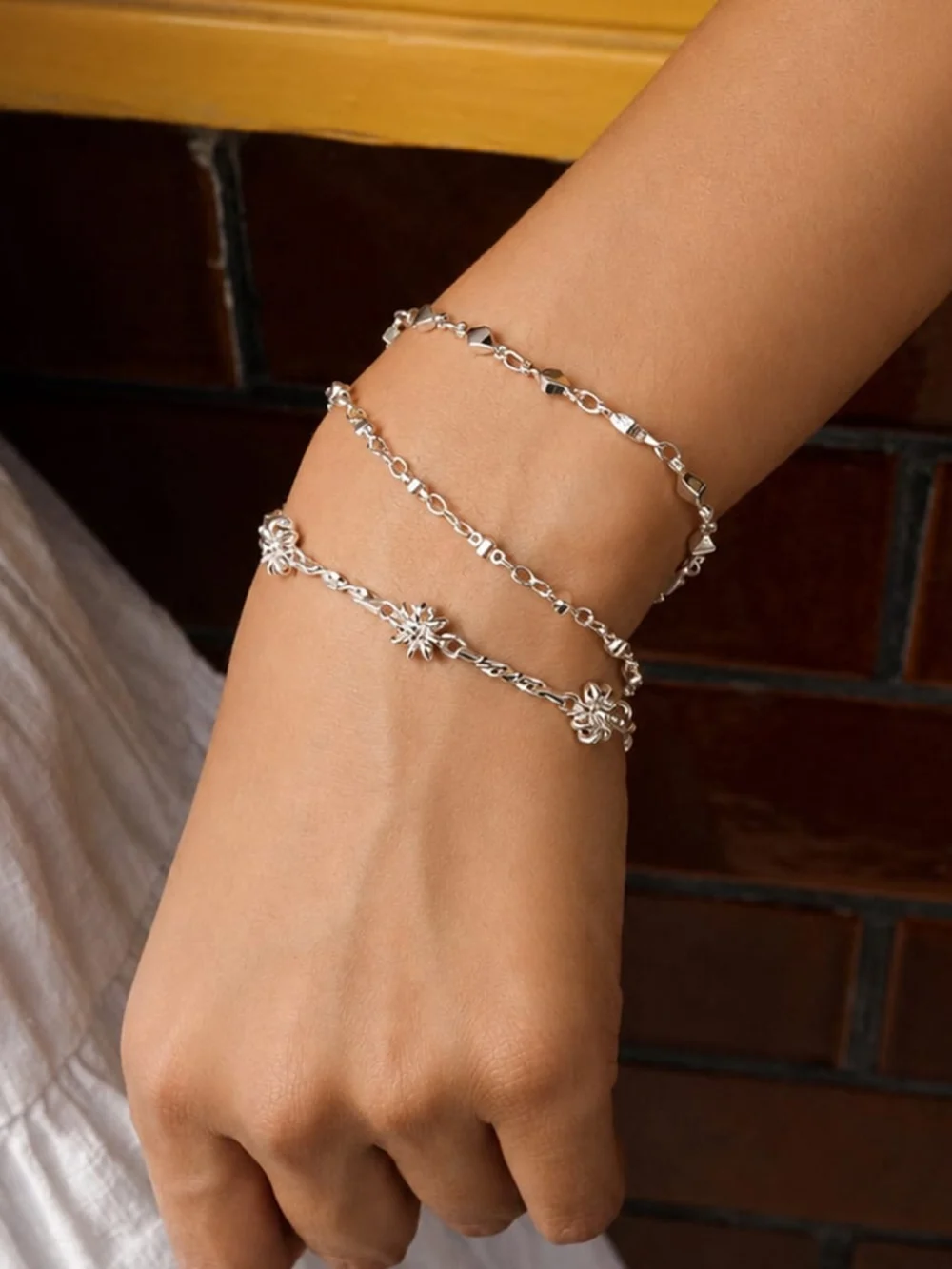 Daisy London Diamond Disc Chain Bracelet Silver Plate, view 4