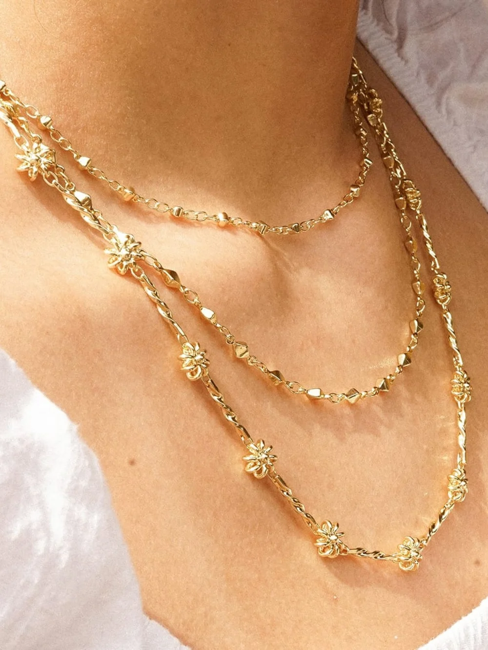 Daisy London Diamond Disc Chain Necklace 18ct Gold Plate, view 2