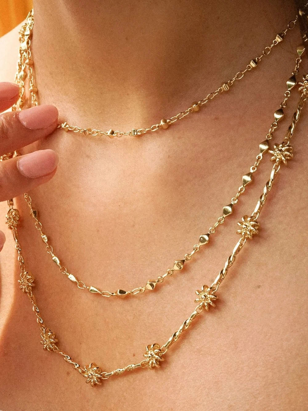 Daisy London Diamond Disc Chain Necklace 18ct Gold Plate, view 4