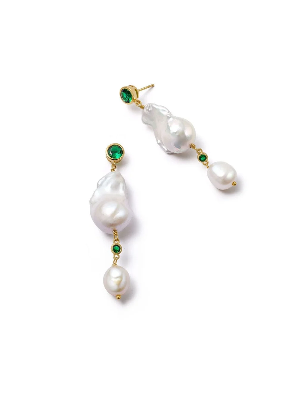 Daisy London Double Baroque Pearl Drop Earrings 18ct Gold Plate
