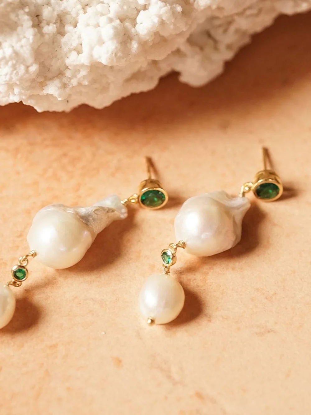 Daisy London Double Baroque Pearl Drop Earrings 18ct Gold Plate, view 5