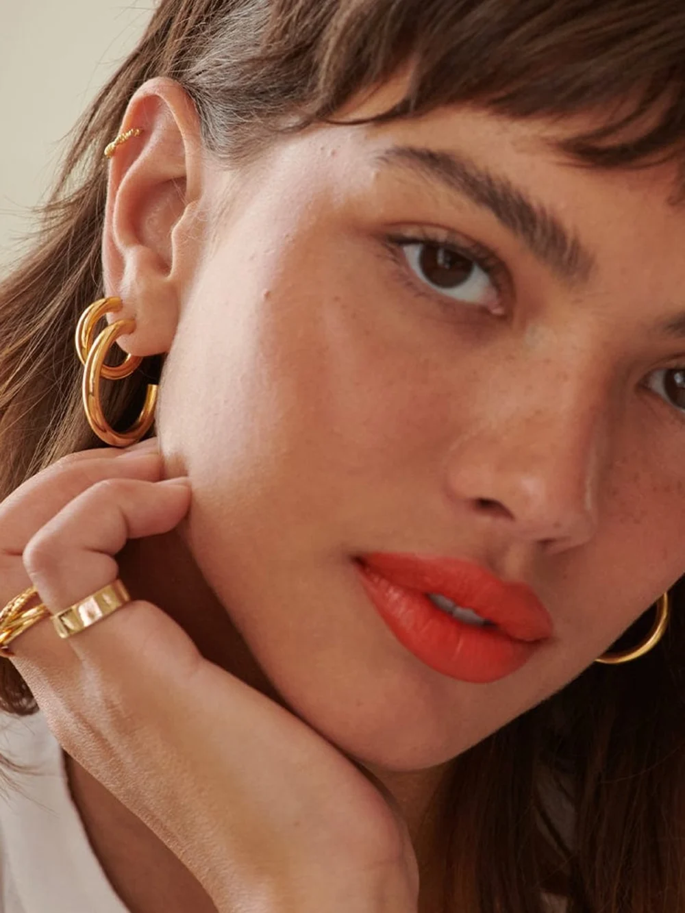 Daisy London Double Bold Earring Stack 18ct Gold Plate, view 4
