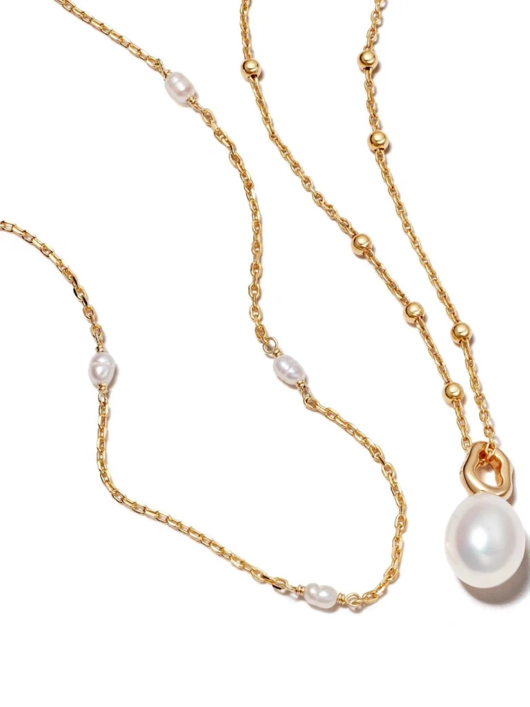 Daisy London Double Pearl Necklace Layering Set 18ct Gold Plate