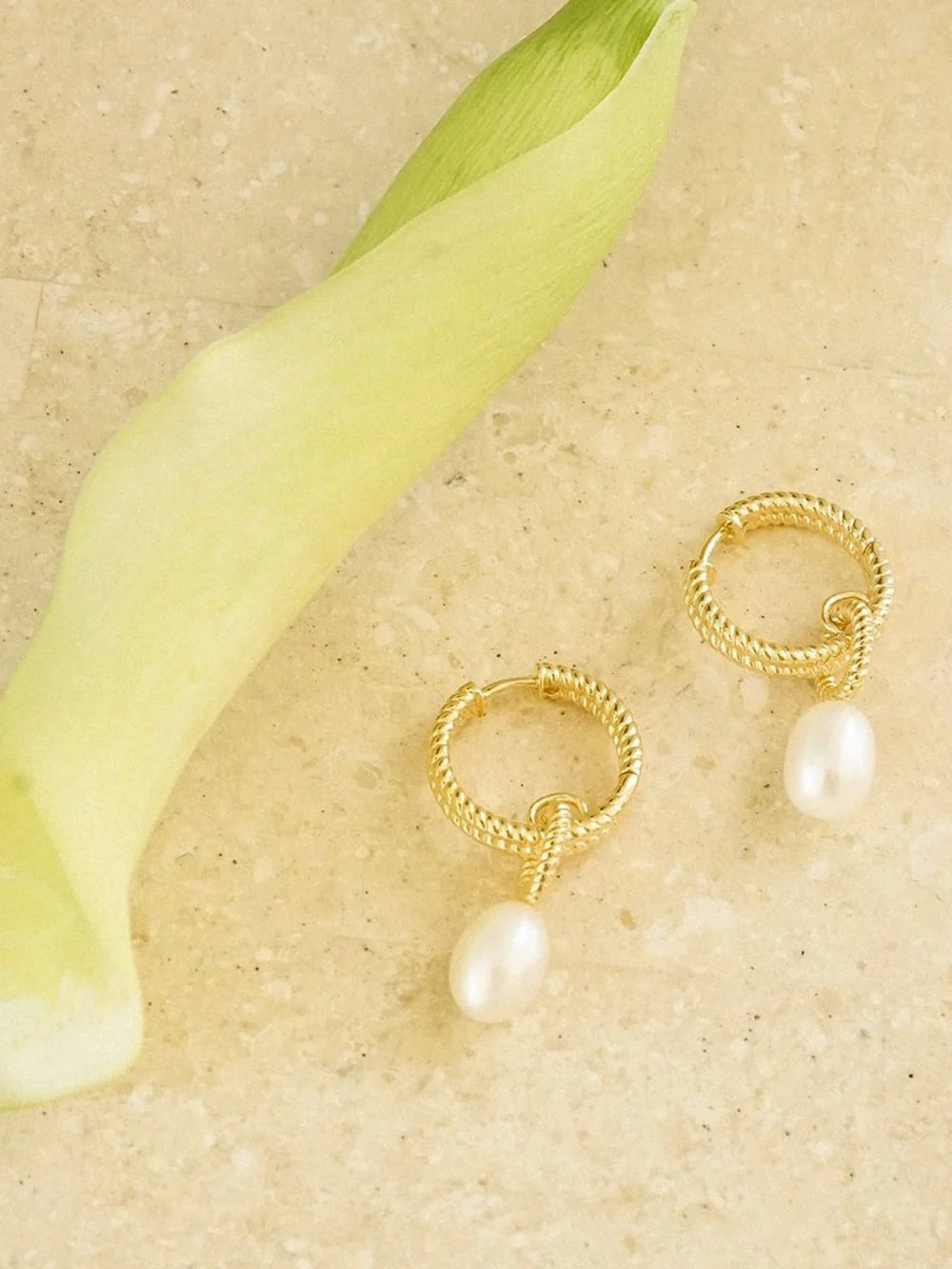 Daisy London Double Rope Pearl Drop Earrings 18ct Gold Plate, view 3