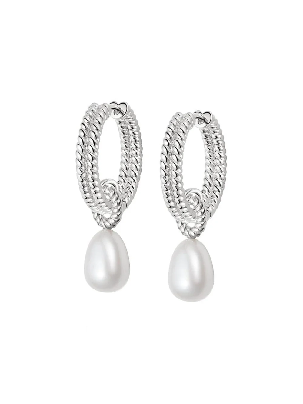 Daisy London Double Rope Pearl Drop Earrings Sterling Silver