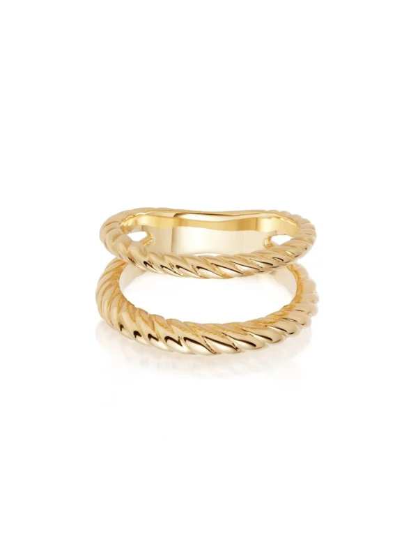 Daisy London Double Rope Ring 18ct Gold Plate