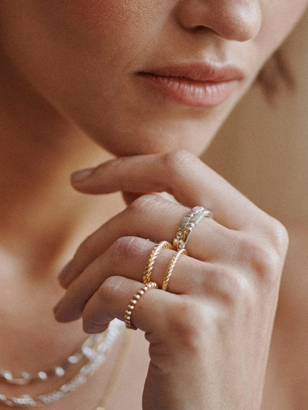 Daisy London Double Rope Ring 18ct Gold Plate, view 4