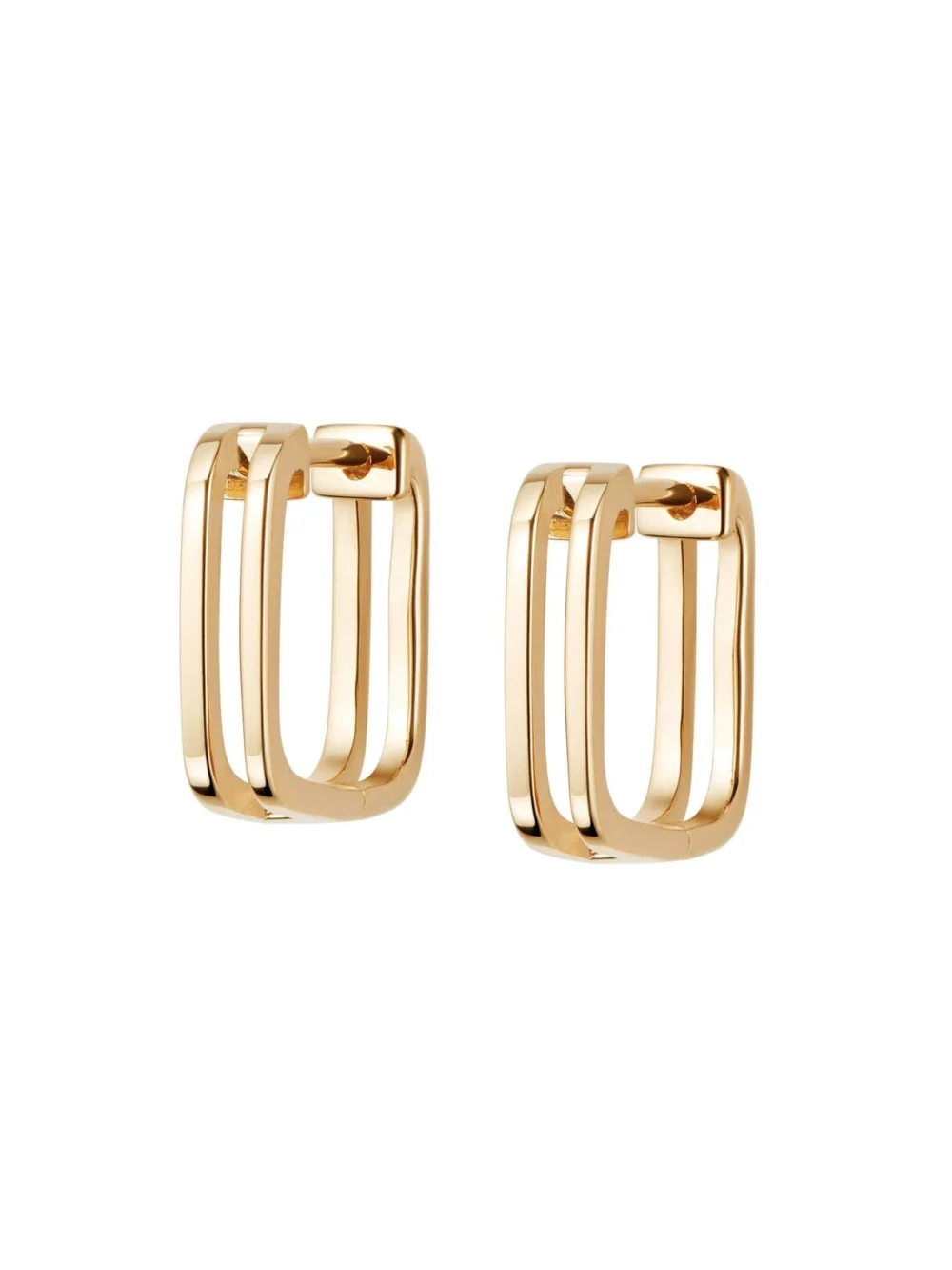 Daisy London Double Square Huggie Hoop Earrings 18ct Gold Plate