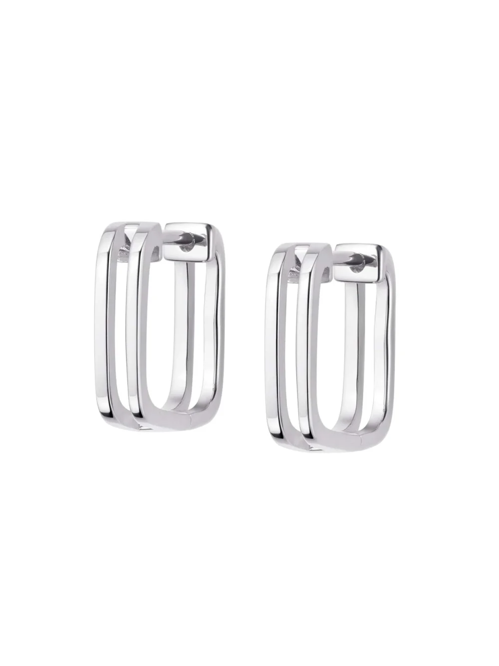 Daisy London Double Square Huggie Hoop Earrings Sterling Silver