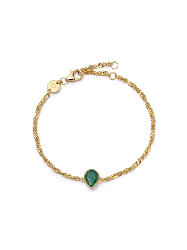 Daisy London Emerald May Birthstone Charm Bracelet 18ct Gold Plate