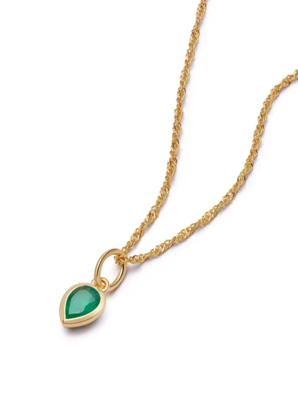 Daisy London Emerald May Birthstone Charm Necklace 18ct Gold Plate