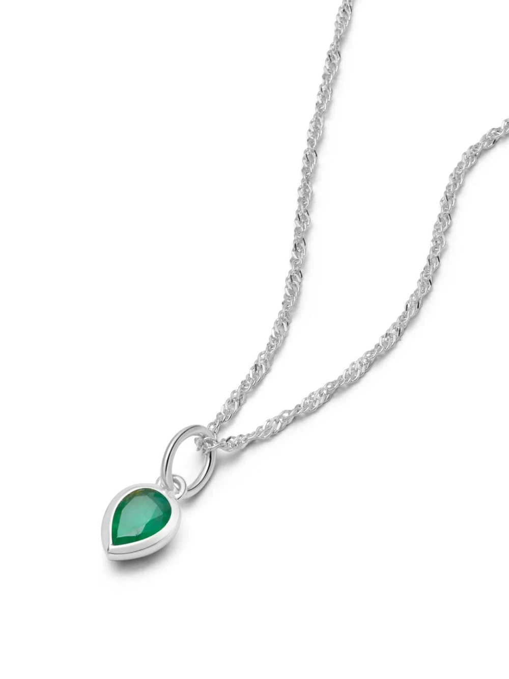 Daisy London Emerald May Birthstone Charm Necklace Sterling Silver
