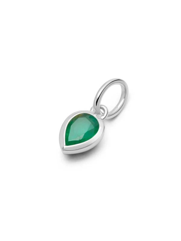 Daisy London Emerald May Birthstone Charm Pendant Sterling Silver