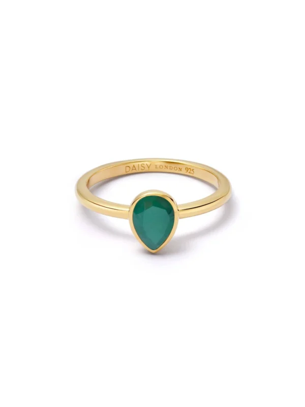 Daisy London Emerald May Birthstone Ring 18ct Gold Plate
