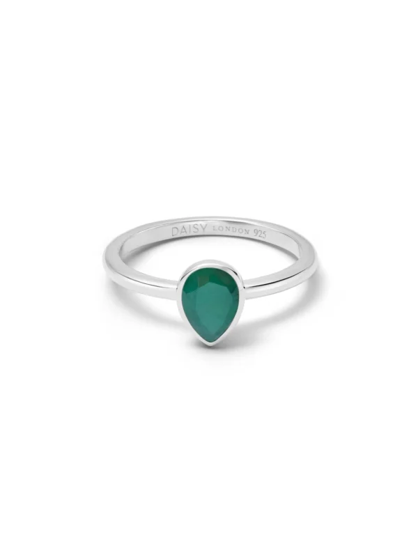 Daisy London Emerald May Birthstone Ring Sterling Silver