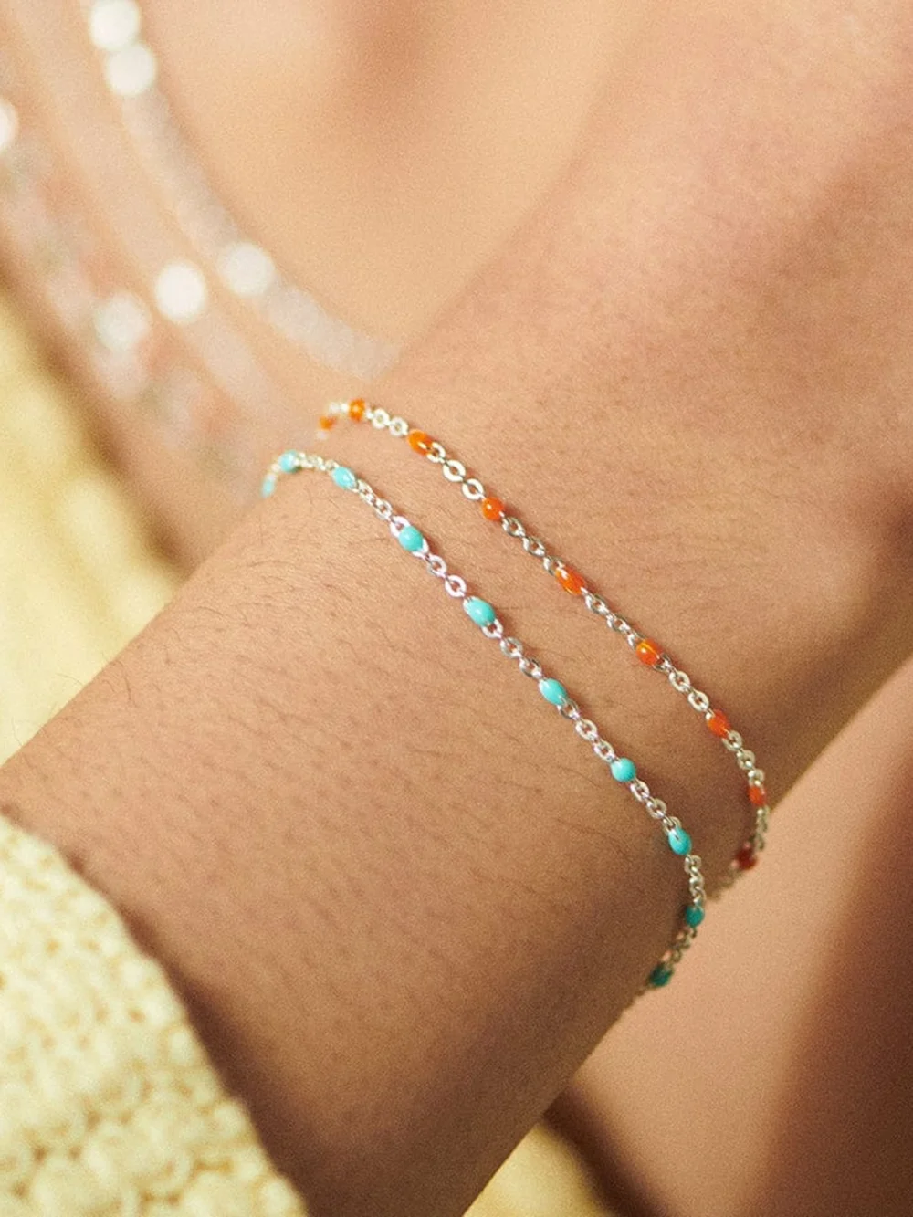 Daisy London Enamel Beaded Bracelet Sterling Silver, view 2