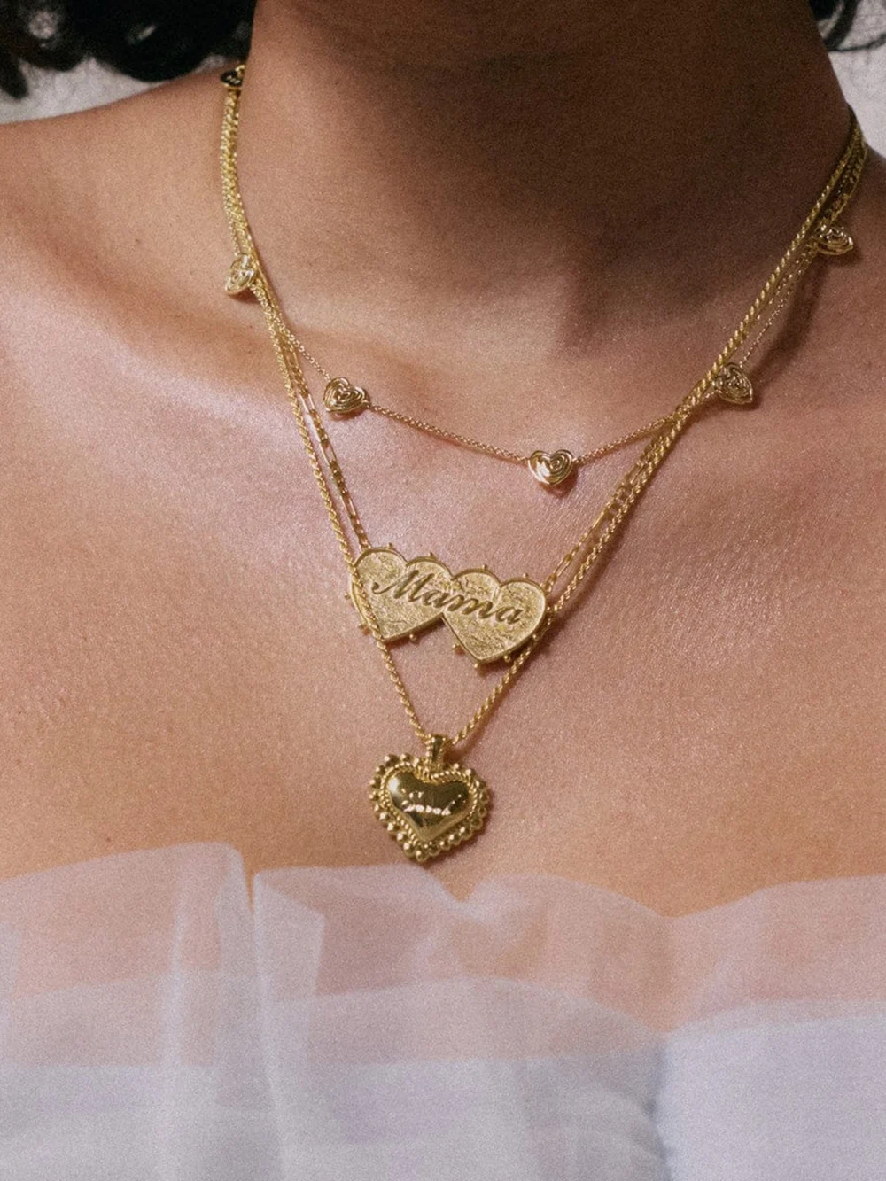 Daisy London Engravable Bobble Heart Necklace 18ct Gold Plate, view 2