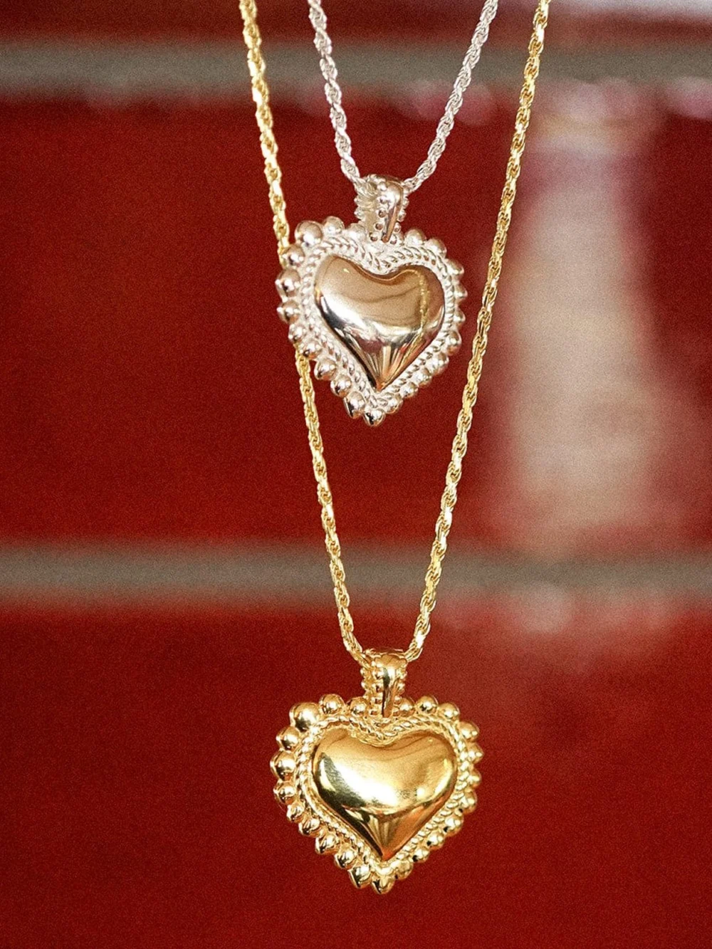 Daisy London Engravable Bobble Heart Necklace 18ct Gold Plate, view 3