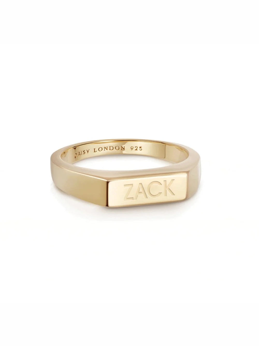 Daisy London Engravable Rectangle Signet Ring 18ct Gold Plate