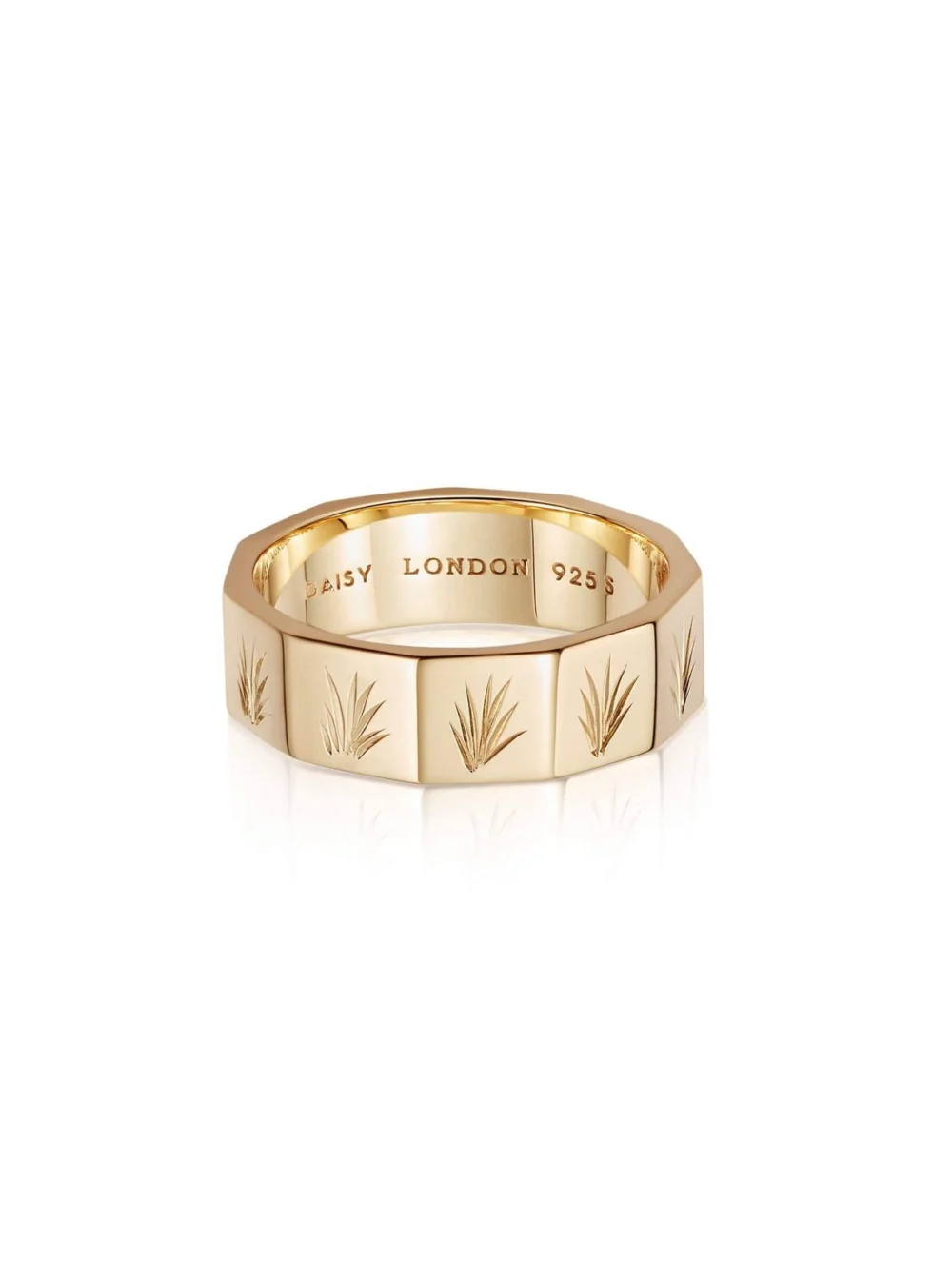 Daisy London Engraved Geometric Band Ring 18ct Gold Plate