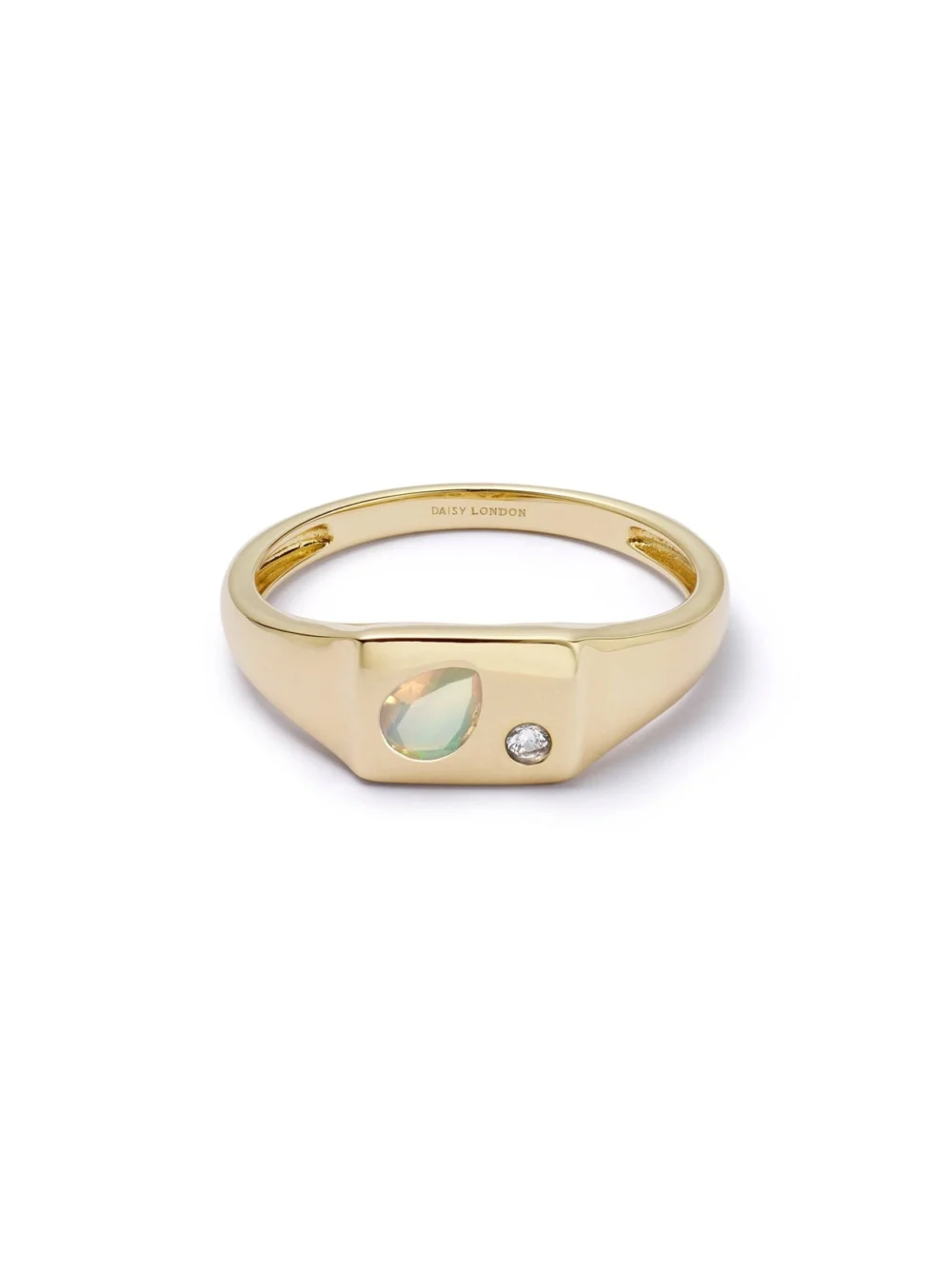 Daisy London Estée Lalonde Birthstone Signet Ring 18ct Gold Plate