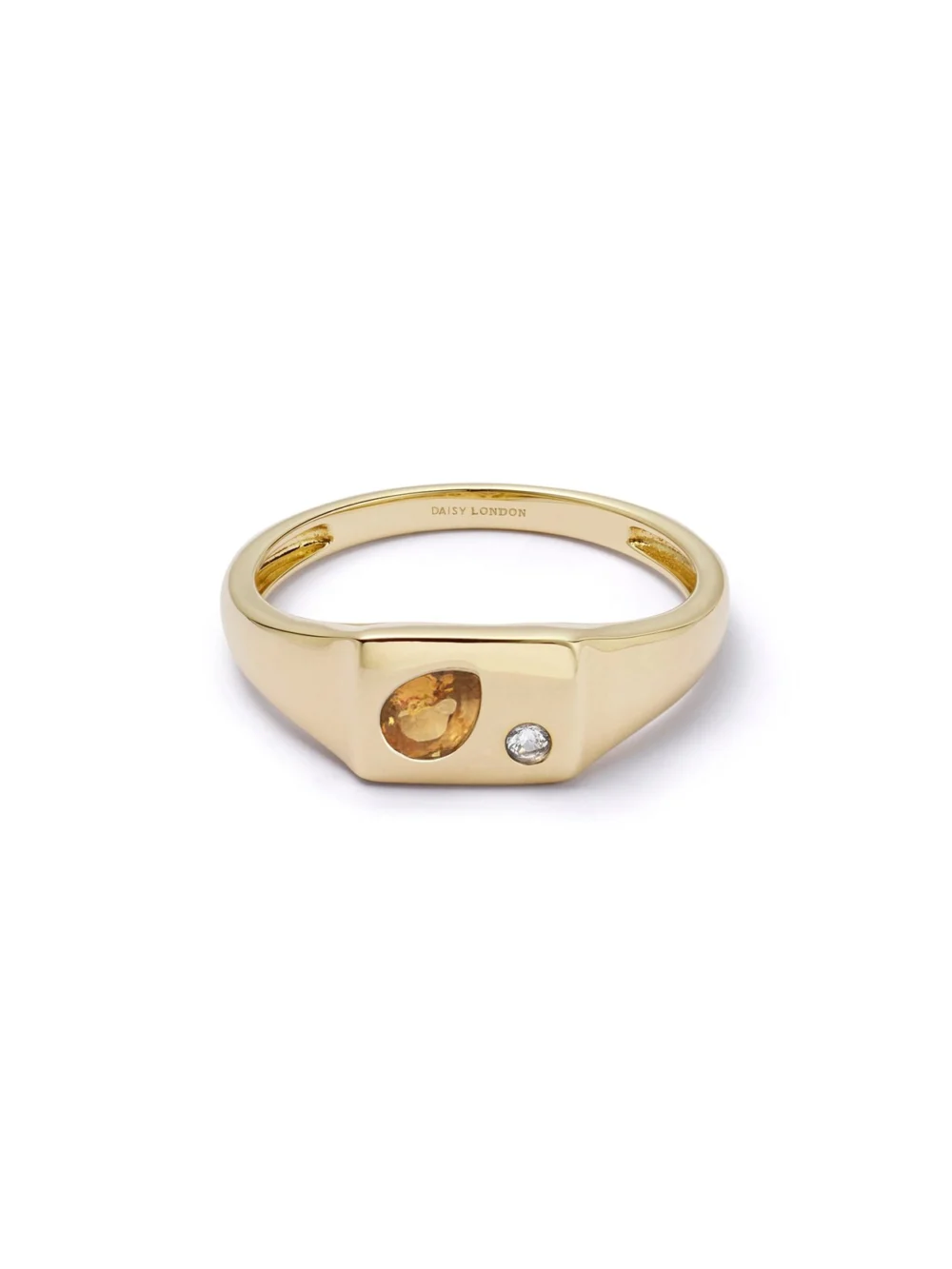 Daisy London Estée Lalonde Birthstone Signet Ring 18ct Gold Plate, view 4