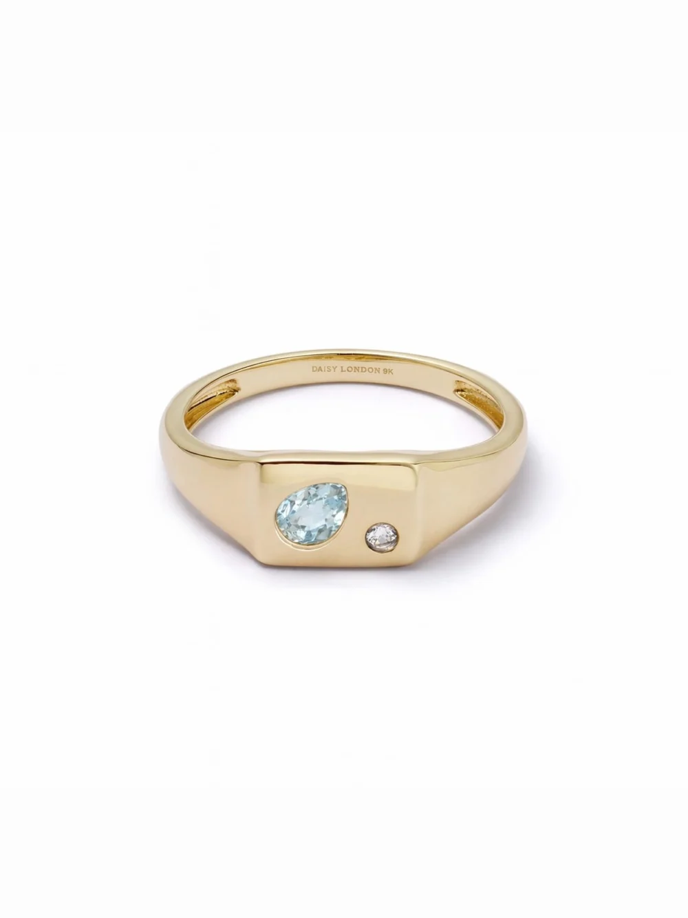 Daisy London Estée Lalonde Birthstone Signet Ring 9ct Solid Gold, view 4
