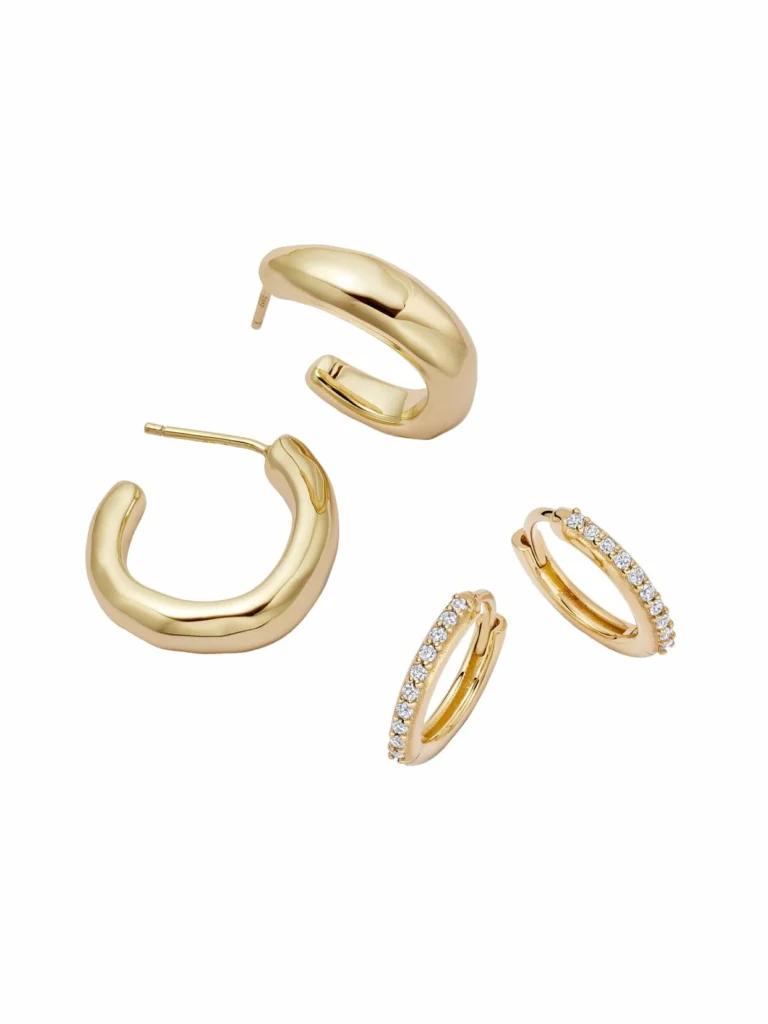 Daisy London Estée Lalonde Chunky Hoops & Fine Pavé Huggie Earring Stack