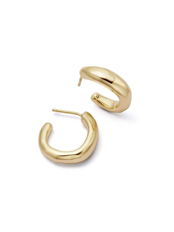 Daisy London Estée Lalonde Chunky Organic Hoop Earrings 18ct Gold Plate