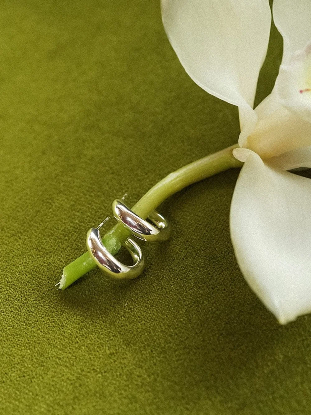 Daisy London Estée Lalonde Chunky Organic Hoop Earrings Sterling Silver, view 5