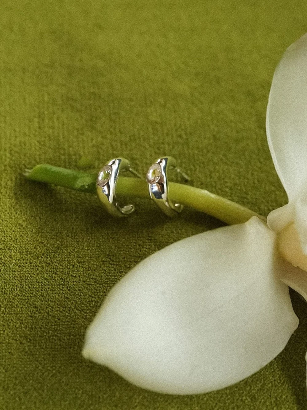 Daisy London Estée Lalonde Chunky Sapphire Hoop Earrings Sterling Silver, view 2
