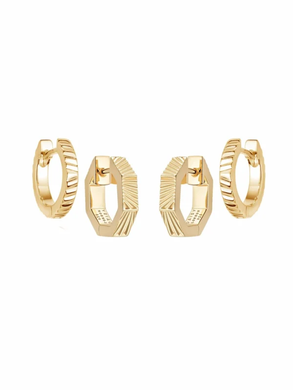 Daisy London Estée Lalonde Double Huggie Earring Stack 18ct Gold Plate