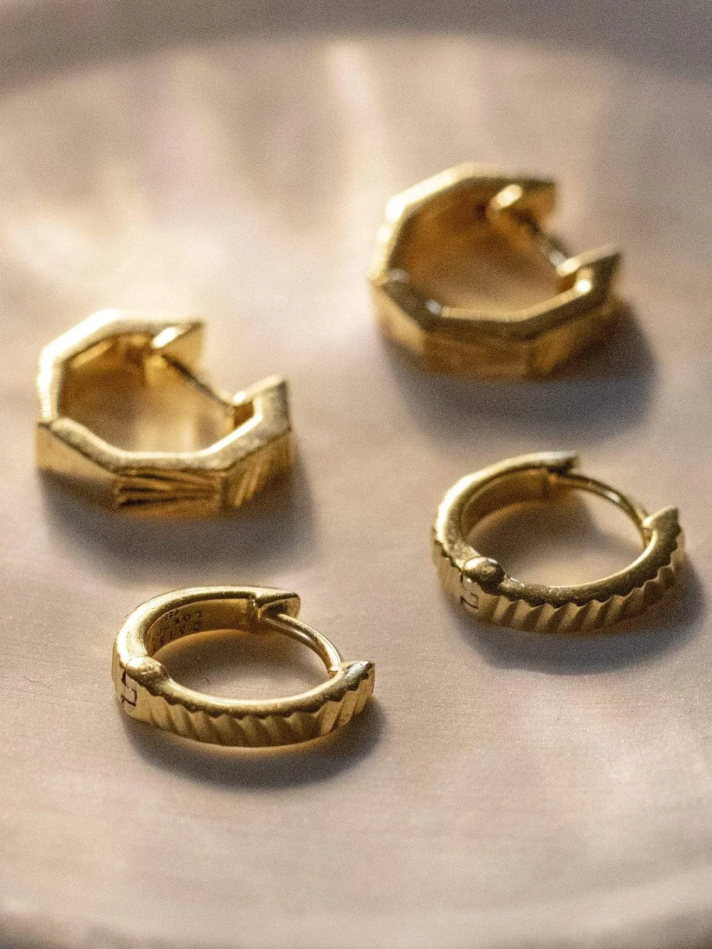Daisy London Estée Lalonde Double Huggie Earring Stack 18ct Gold Plate, view 3