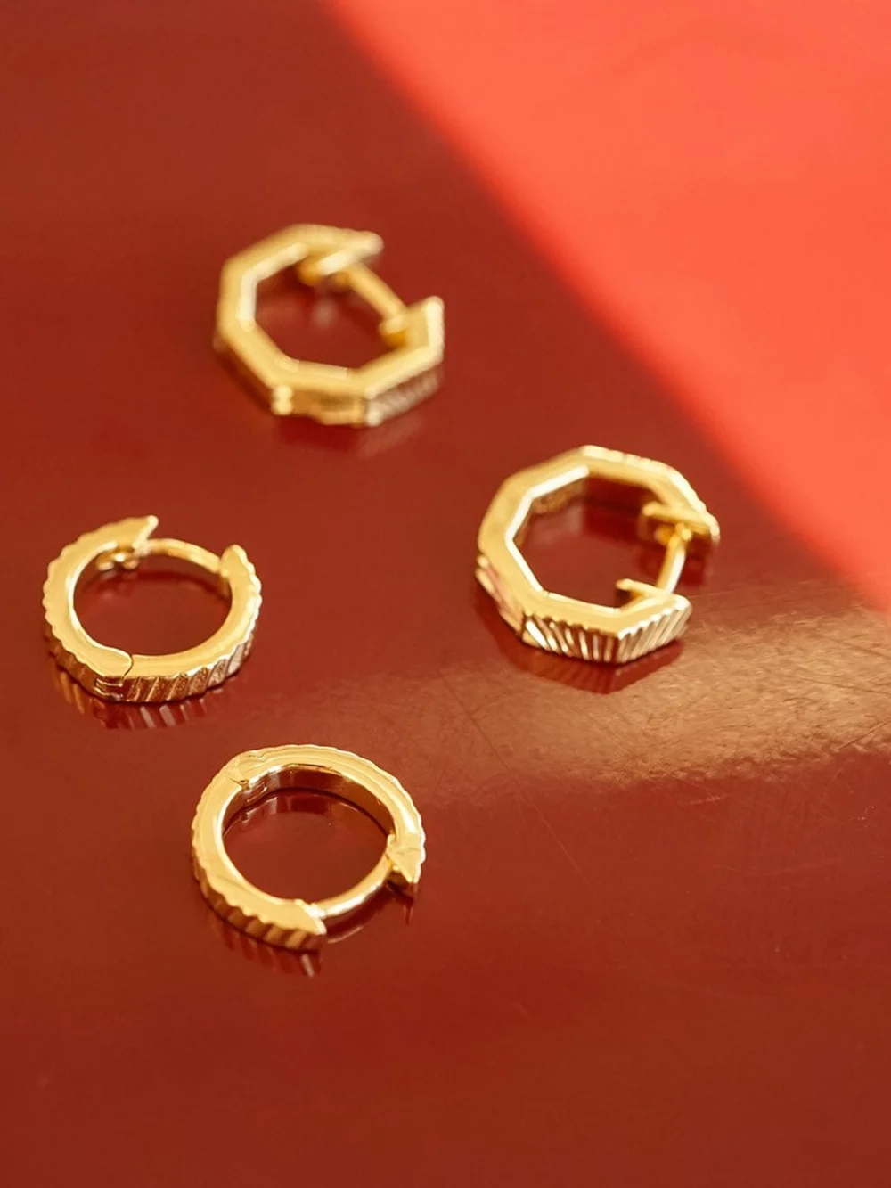 Daisy London Estée Lalonde Double Huggie Earring Stack 18ct Gold Plate, view 5