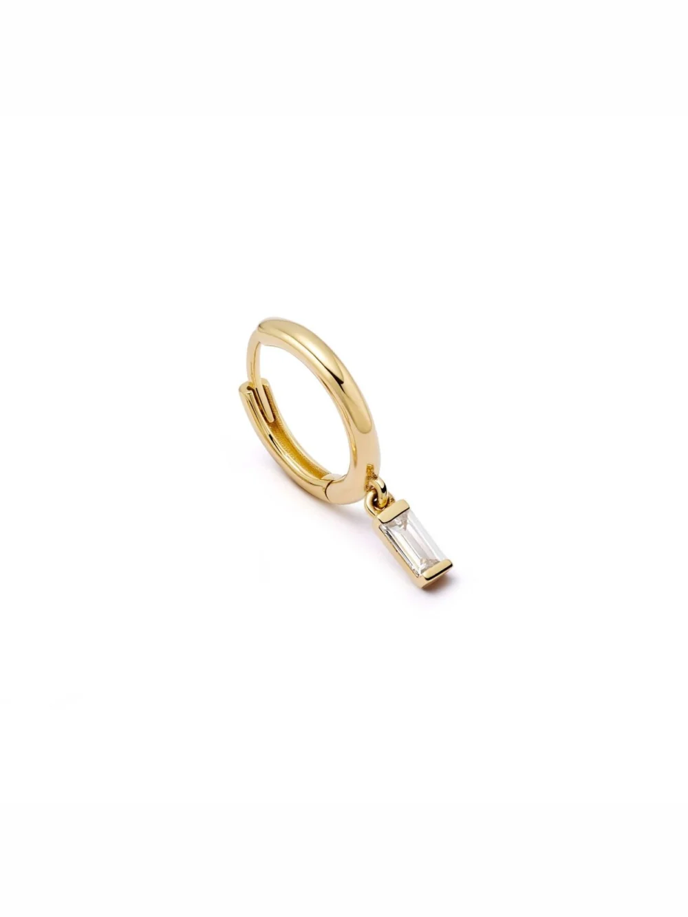 Daisy London Estée Lalonde Fine Baguette Diamond Single Huggie Earring 14ct Solid Gold