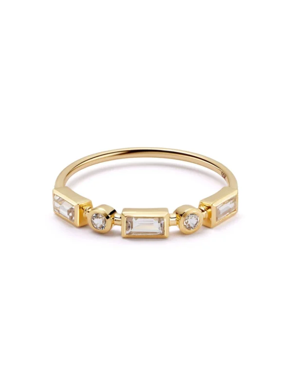 Daisy London Estée Lalonde Fine Baguette Sapphire Ring 14ct Solid Gold