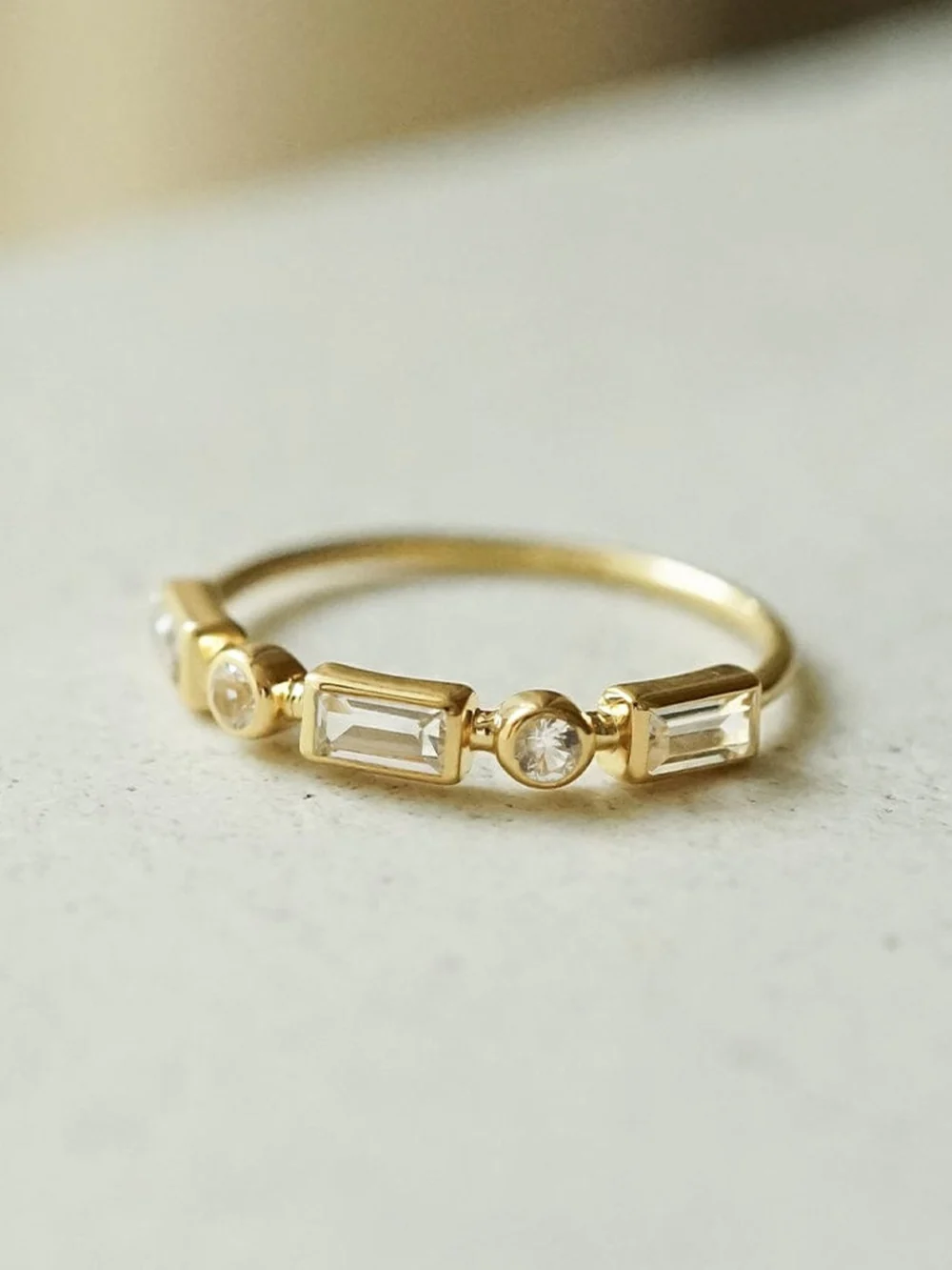 Daisy London Estée Lalonde Fine Baguette Sapphire Ring 14ct Solid Gold, view 3