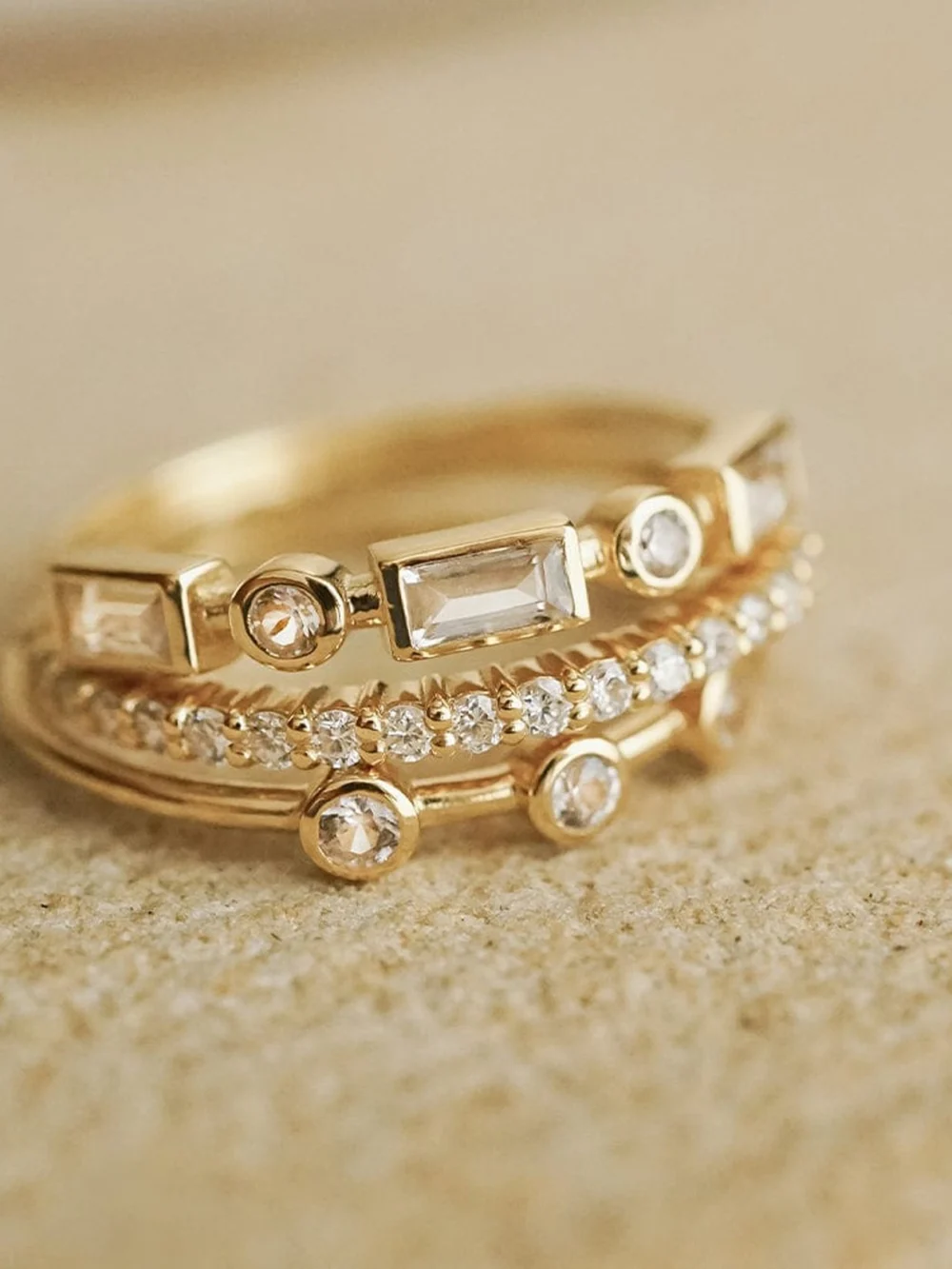 Daisy London Estée Lalonde Fine Baguette Sapphire Ring 14ct Solid Gold, view 4