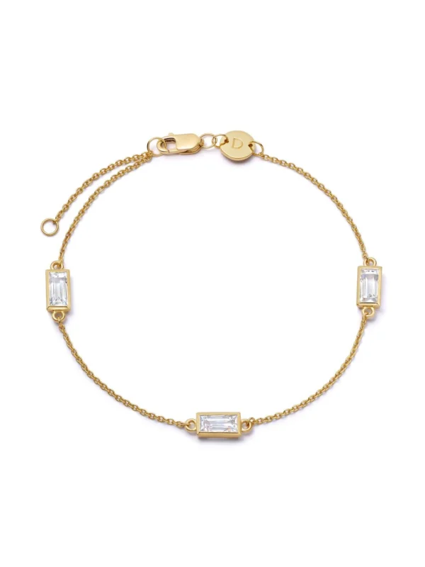 Daisy London Estée Lalonde Fine Baguette Sapphire Station Bracelet 14ct Solid Gold