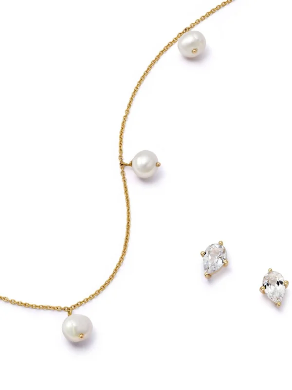 Daisy London Estée Lalonde Fine Diamond and Pearl Layering Set 14ct Solid Gold