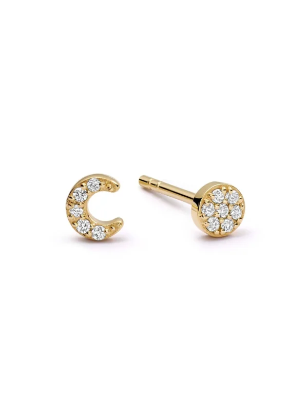 Daisy London Estée Lalonde Fine Diamond Luna Stud Earrings 14ct Solid Gold