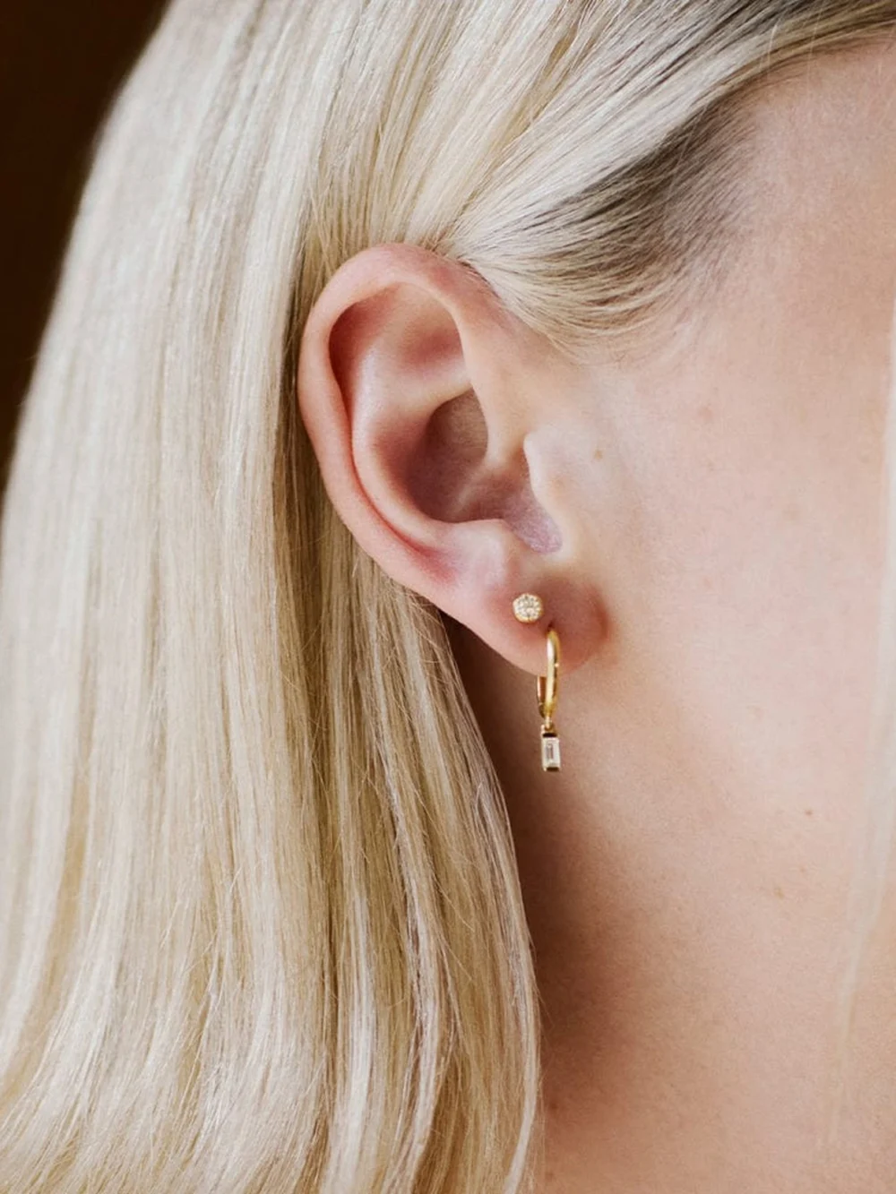 Daisy London Estée Lalonde Fine Diamond Luna Stud Earrings 14ct Solid Gold, view 2