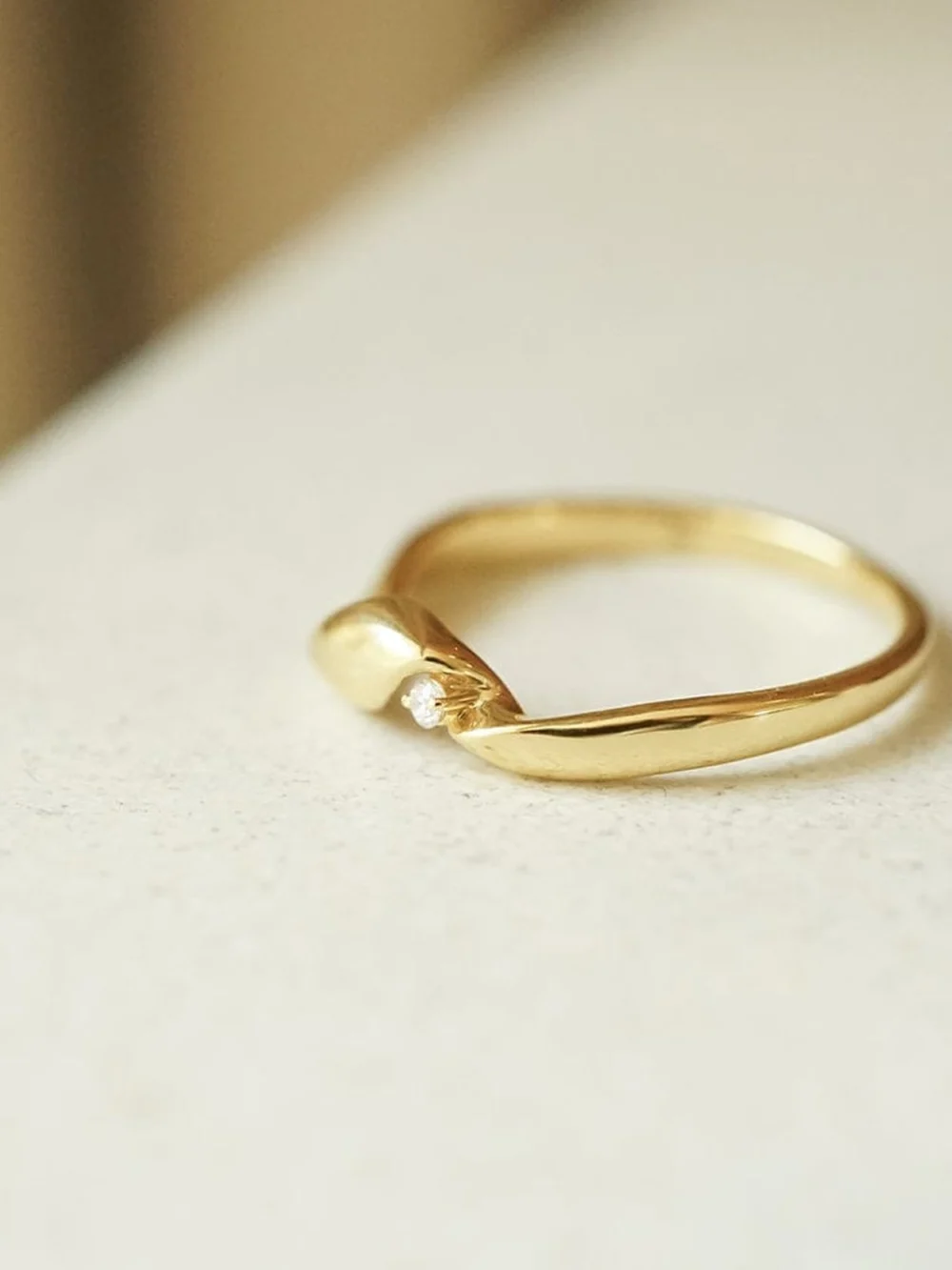 Daisy London Estée Lalonde Fine Flow Diamond Ring 14ct Solid Gold, view 3
