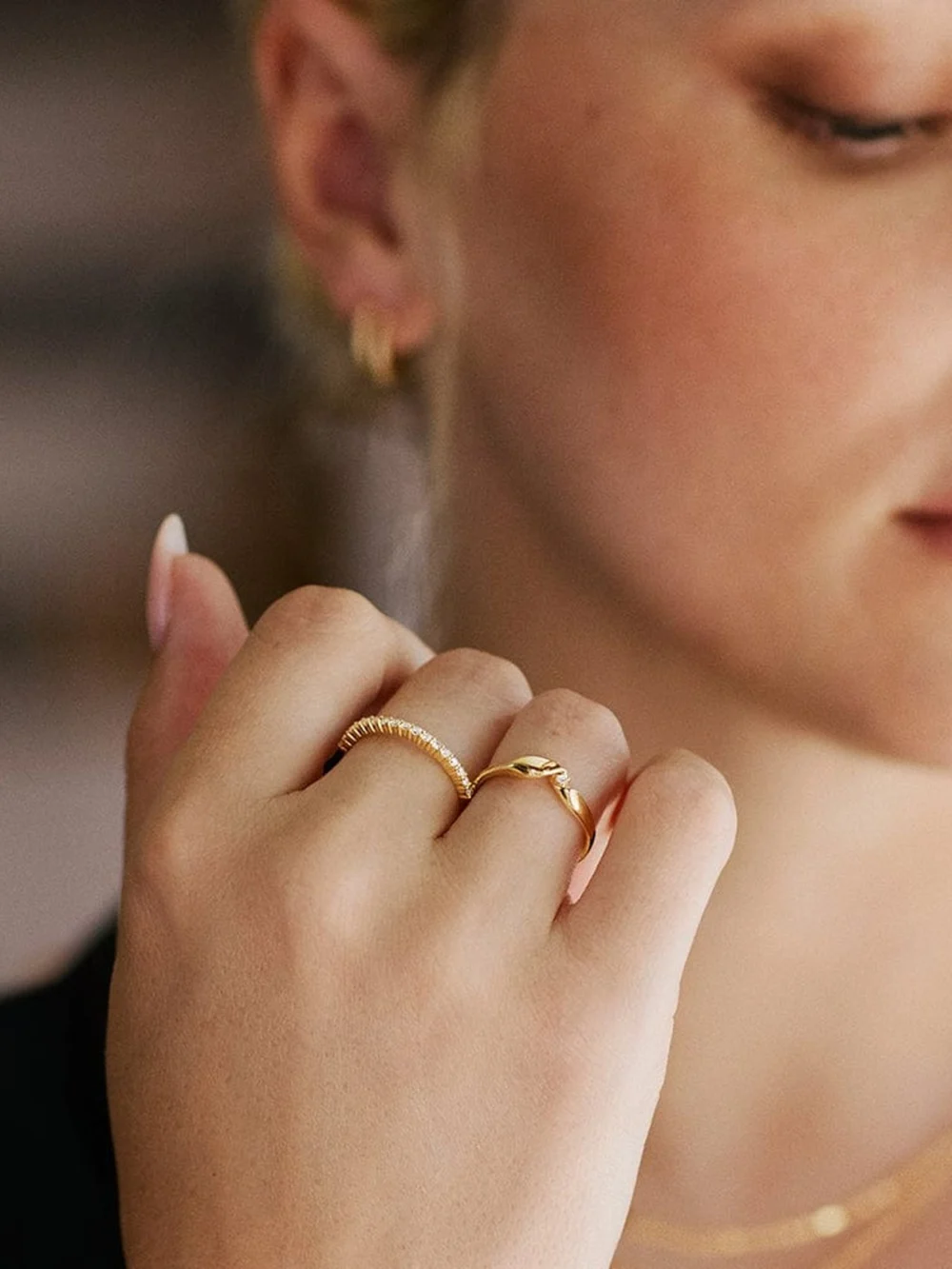 Daisy London Estée Lalonde Fine Pavé Ring 14ct Solid Gold, view 4