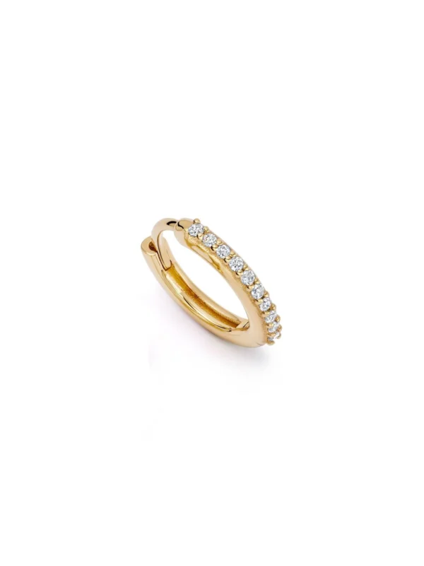 Daisy London Estée Lalonde Fine Pavé Single Huggie Hoop Earring 14ct Solid Gold