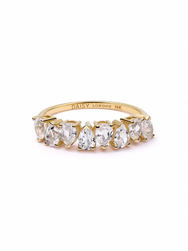 Daisy London Estée Lalonde Fine Pear Sapphire Ring 14ct Solid Gold