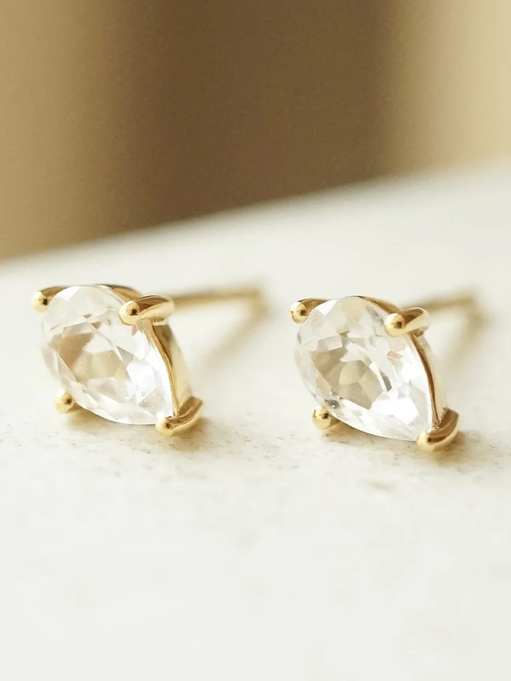 Daisy London Estée Lalonde Fine Pear Sapphire Single Stud Earring 14ct Solid Gold, view 2